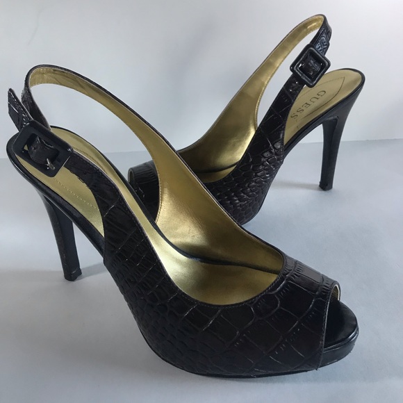 guess peep toe slingback pumps